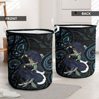 New Zealand Huia Bird Laundry Basket Paua Shell Maori Pattern LT22 - Polynesian Pride
