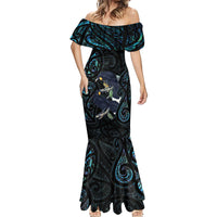 New Zealand Huia Bird Mermaid Dress Paua Shell Maori Pattern LT22 - Polynesian Pride