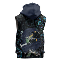 New Zealand Huia Bird Sleeveless Hoodie Paua Shell Maori Pattern LT22 - Polynesian Pride
