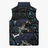 New Zealand Huia Bird Sleeveless Puffer Jacket Paua Shell Maori Pattern LT22 - Polynesian Pride