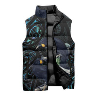 New Zealand Huia Bird Sleeveless Puffer Jacket Paua Shell Maori Pattern LT22 - Polynesian Pride