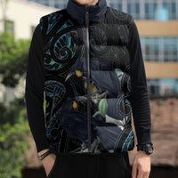 New Zealand Huia Bird Sleeveless Puffer Jacket Paua Shell Maori Pattern LT22 - Polynesian Pride