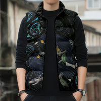 New Zealand Huia Bird Sleeveless Puffer Jacket Paua Shell Maori Pattern LT22 - Polynesian Pride
