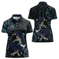 New Zealand Huia Bird Women Polo Shirt Paua Shell Maori Pattern LT22 - Polynesian Pride