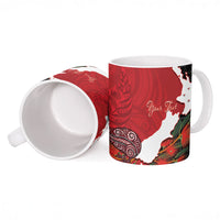 Kiwi New Zealand Personalised Ceramic Mug NZ Map Pohutukawa Fern Maori Pattern