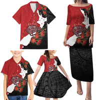 Kiwi New Zealand Personalised Family Matching Puletasi and Hawaiian Shirt NZ Map Pohutukawa Fern Maori Pattern LT22 - Polynesian Pride