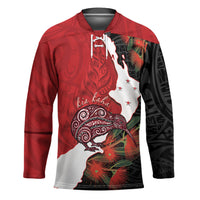 Kiwi New Zealand Personalised Hockey Jersey NZ Map Pohutukawa Fern Maori Pattern LT22 Unisex Red - Polynesian Pride