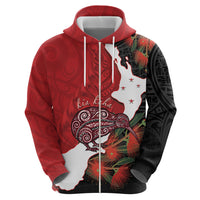 Kiwi New Zealand Personalised Hoodie NZ Map Pohutukawa Fern Maori Pattern