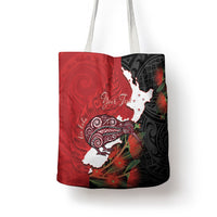 Kiwi New Zealand Personalised Tote Bag NZ Map Pohutukawa Fern Maori Pattern