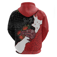 Kiwi New Zealand Personalised Zip Hoodie NZ Map Pohutukawa Fern Maori Pattern LT22 - Polynesian Pride