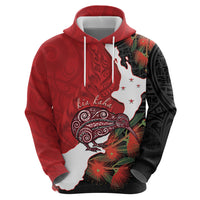 Kiwi New Zealand Personalised Zip Hoodie NZ Map Pohutukawa Fern Maori Pattern LT22 - Polynesian Pride