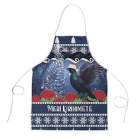 New Zealand Tui Bird Christmas Apron Pohutukawa Xmas Tree Meri Kirihimete LT22 Blue - Polynesian Pride