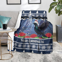 New Zealand Tui Bird Christmas Blanket Pohutukawa Xmas Tree Meri Kirihimete LT22 - Polynesian Pride