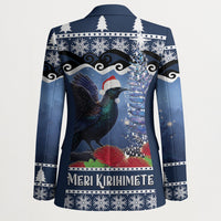 New Zealand Tui Bird Christmas Blazer Pohutukawa Xmas Tree Meri Kirihimete LT22 - Polynesian Pride