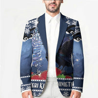 New Zealand Tui Bird Christmas Blazer Pohutukawa Xmas Tree Meri Kirihimete LT22 - Polynesian Pride