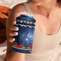 New Zealand Tui Bird Christmas 4 in 1 Can Cooler Tumbler Pohutukawa Xmas Tree Meri Kirihimete LT22 - Polynesian Pride