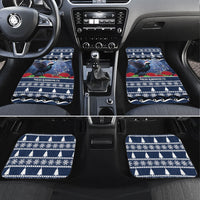 New Zealand Tui Bird Christmas Car Mats Pohutukawa Xmas Tree Meri Kirihimete LT22 Set 4pcs Blue - Polynesian Pride