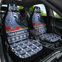 New Zealand Tui Bird Christmas Car Seat Cover Pohutukawa Xmas Tree Meri Kirihimete LT22 One Size Blue - Polynesian Pride