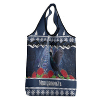 New Zealand Tui Bird Christmas Grocery Bag Pohutukawa Xmas Tree Meri Kirihimete LT22 - Polynesian Pride