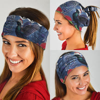 New Zealand Tui Bird Christmas Neck Gaiter Pohutukawa Xmas Tree Meri Kirihimete LT22 - Polynesian Pride