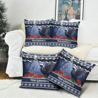New Zealand Tui Bird Christmas Pillow Cover Pohutukawa Xmas Tree Meri Kirihimete LT22 - Polynesian Pride