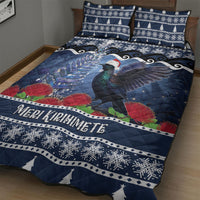 New Zealand Tui Bird Christmas Quilt Bed Set Pohutukawa Xmas Tree Meri Kirihimete LT22 - Polynesian Pride