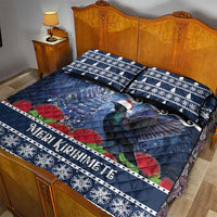 New Zealand Tui Bird Christmas Quilt Bed Set Pohutukawa Xmas Tree Meri Kirihimete LT22 - Polynesian Pride