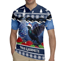 New Zealand Tui Bird Christmas Rugby Jersey Pohutukawa Xmas Tree Meri Kirihimete LT22 - Polynesian Pride