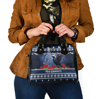 New Zealand Tui Bird Christmas Shoulder Handbag Pohutukawa Xmas Tree Meri Kirihimete LT22 - Polynesian Pride