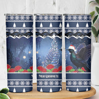 New Zealand Tui Bird Christmas Skinny Tumbler Pohutukawa Xmas Tree Meri Kirihimete LT22 - Polynesian Pride