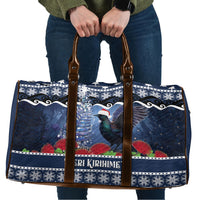 New Zealand Tui Bird Christmas Travel Bag Pohutukawa Xmas Tree Meri Kirihimete LT22 Blue - Polynesian Pride