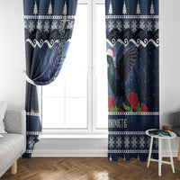 New Zealand Tui Bird Christmas Window Curtain Pohutukawa Xmas Tree Meri Kirihimete LT22 - Polynesian Pride