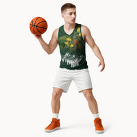 Kea Bird Kowhai New Zealand Basketball Jersey Mountain Landscape Maori Art LT22 - Polynesian Pride