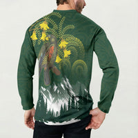 Kea Bird Kowhai New Zealand Button Sweatshirt Mountain Landscape Maori Art