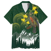 Kea Bird Kowhai New Zealand Hawaiian Shirt Mountain Landscape Maori Art LT22 Green - Polynesian Pride