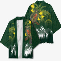 Kea Bird Kowhai New Zealand Kimono Mountain Landscape Maori Art LT22 - Polynesian Pride
