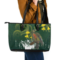Kea Bird Kowhai New Zealand Leather Tote Bag Mountain Landscape Maori Art LT22 - Polynesian Pride