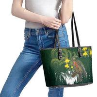 Kea Bird Kowhai New Zealand Leather Tote Bag Mountain Landscape Maori Art LT22 - Polynesian Pride