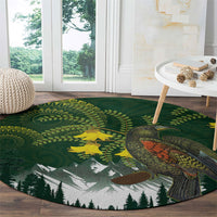 Kea Bird Kowhai New Zealand Round Carpet Mountain Landscape Maori Art LT22 - Polynesian Pride