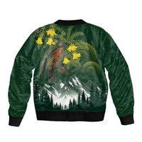 Kea Bird Kowhai New Zealand Sleeve Zip Bomber Jacket Mountain Landscape Maori Art LT22 - Polynesian Pride