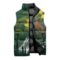 Kea Bird Kowhai New Zealand Sleeveless Puffer Jacket Mountain Landscape Maori Art LT22 - Polynesian Pride