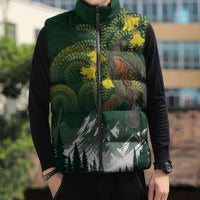 Kea Bird Kowhai New Zealand Sleeveless Puffer Jacket Mountain Landscape Maori Art LT22 - Polynesian Pride