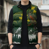 Kea Bird Kowhai New Zealand Sleeveless Puffer Jacket Mountain Landscape Maori Art LT22 - Polynesian Pride