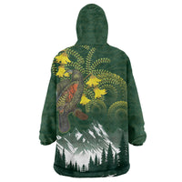 Kea Bird Kowhai New Zealand Wearable Blanket Hoodie Mountain Landscape Maori Art