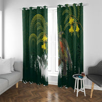 Kea Bird Kowhai New Zealand Window Curtain Mountain Landscape Maori Art LT22 With Grommets Green - Polynesian Pride
