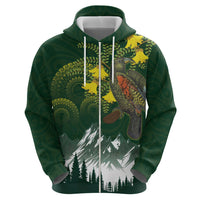 Kea Bird Kowhai New Zealand Zip Hoodie Mountain Landscape Maori Art LT22 - Polynesian Pride