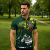 Kea Bird Kowhai New Zealand Zipper Polo Shirt Mountain Landscape Maori Art