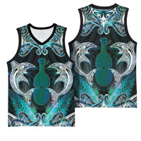 New Zealand Kotiate Weapon Basketball Jersey Aotearoa Mango Paua Shell Maori Pattern LT22 - Polynesian Pride