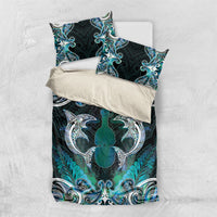 New Zealand Kotiate Weapon Bedding Set Aotearoa Mango Paua Shell Maori Pattern LT22 US Twin 172cm x 218cm Blue - Polynesian Pride