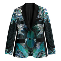 New Zealand Kotiate Weapon Blazer Aotearoa Mango Paua Shell Maori Pattern LT22 Unisex Blue - Polynesian Pride